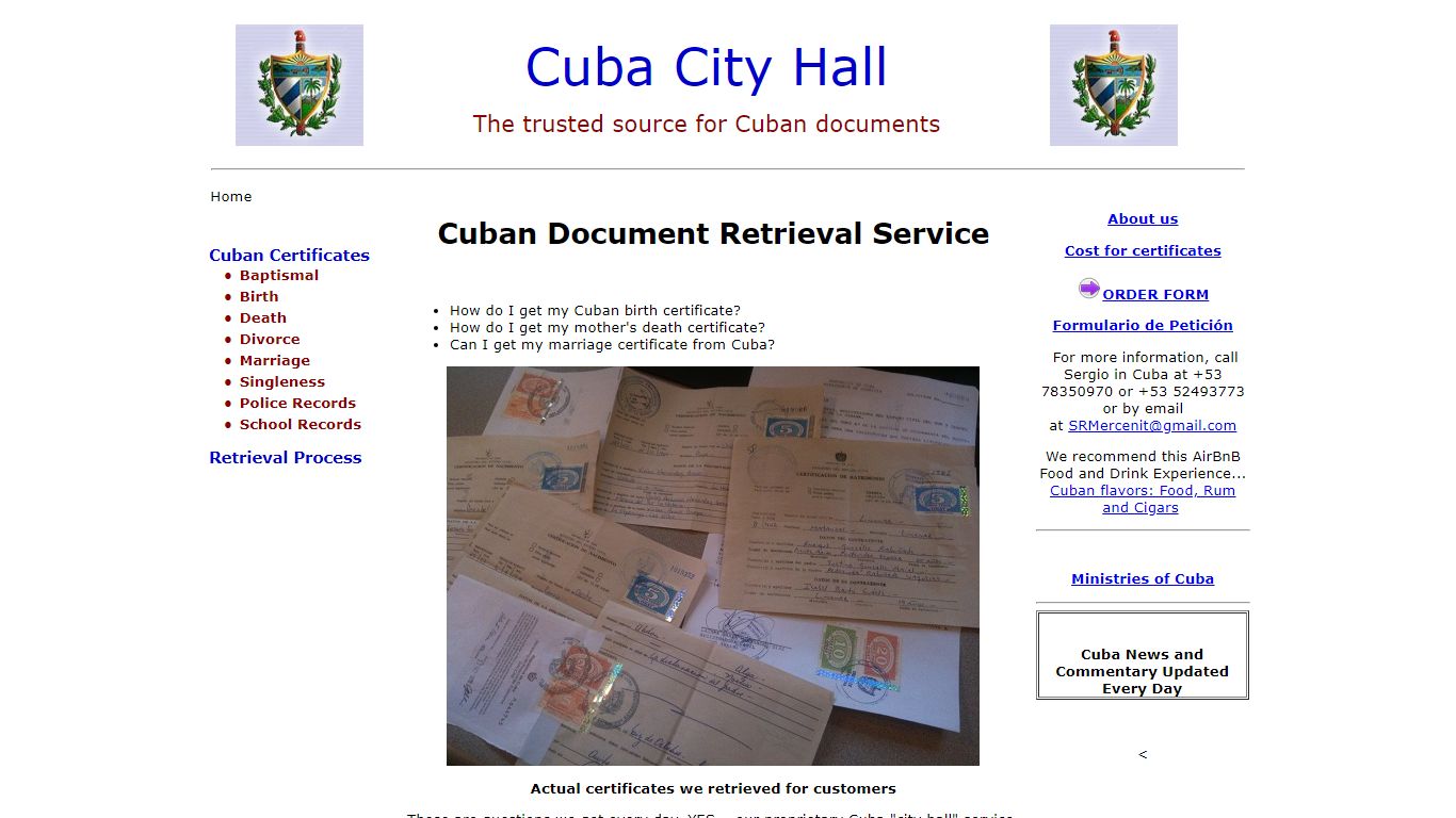 Cuban Birth, Marriage and Death Certificates - Cuba "city hall