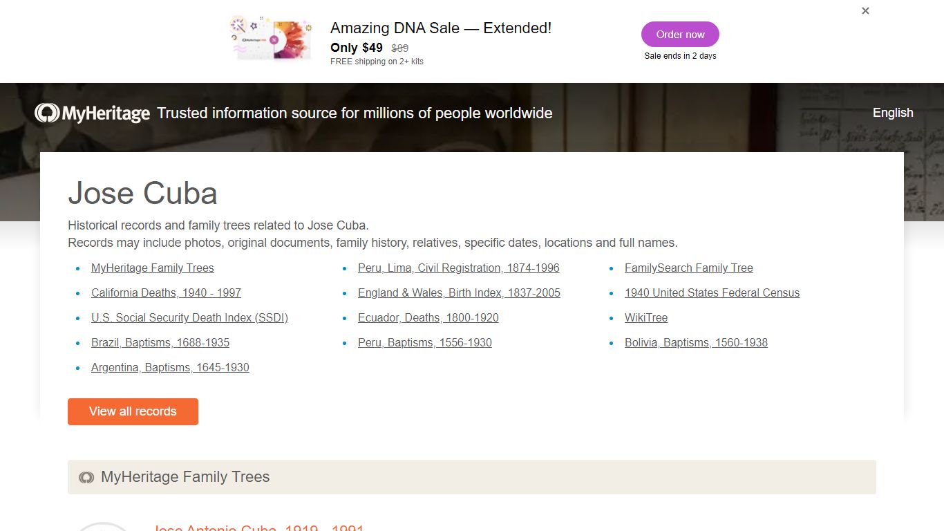 Jose Cuba - Historical records and family trees - MyHeritage