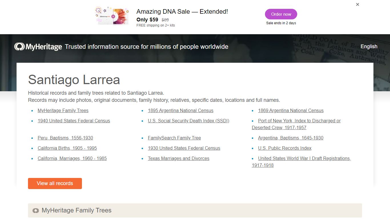 Santiago Larrea - Historical records and family trees ...